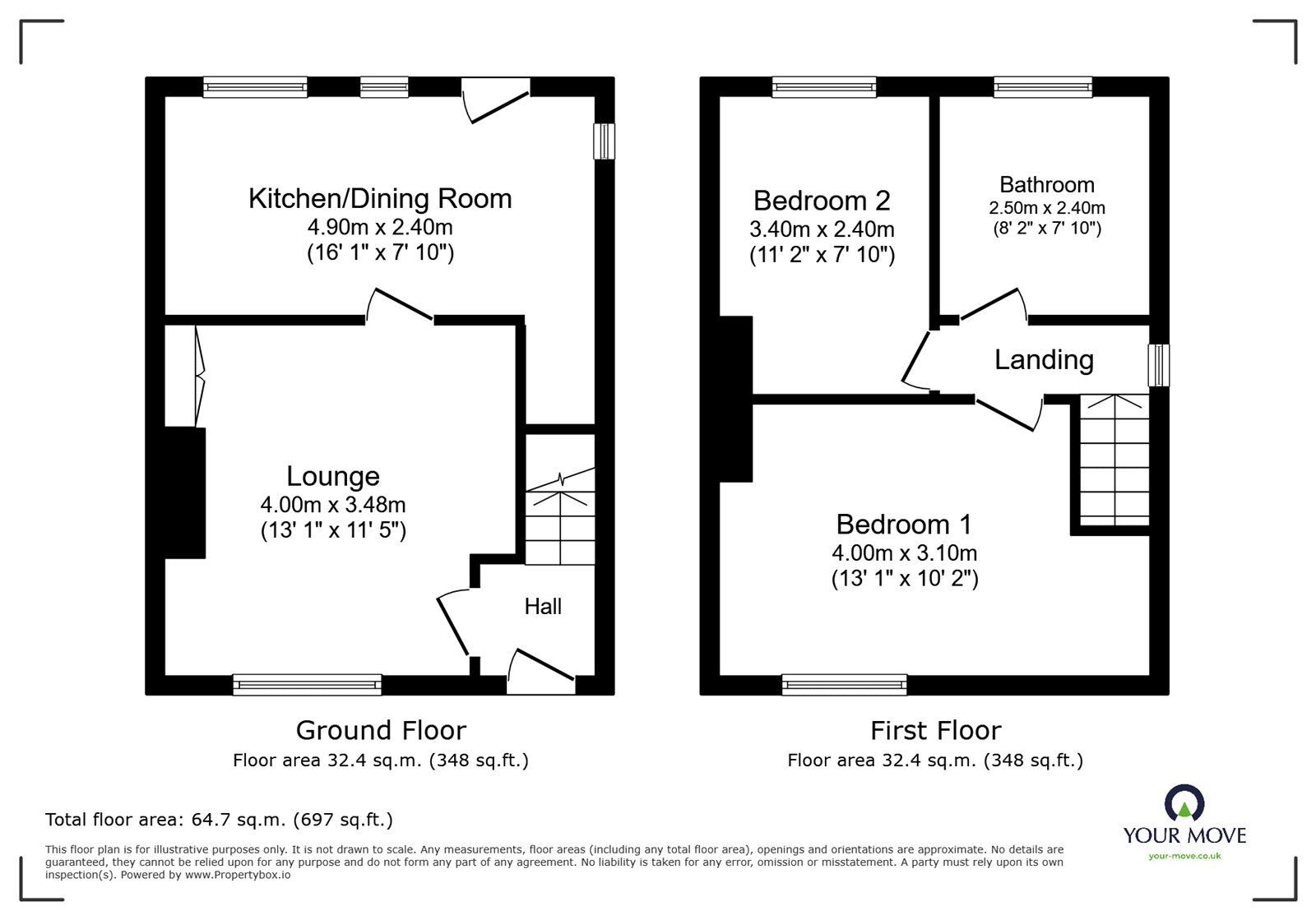 Floorplan of 2 bedroom Semi Detached House for sale, Willow Street, Oswestry, Shropshire, SY11