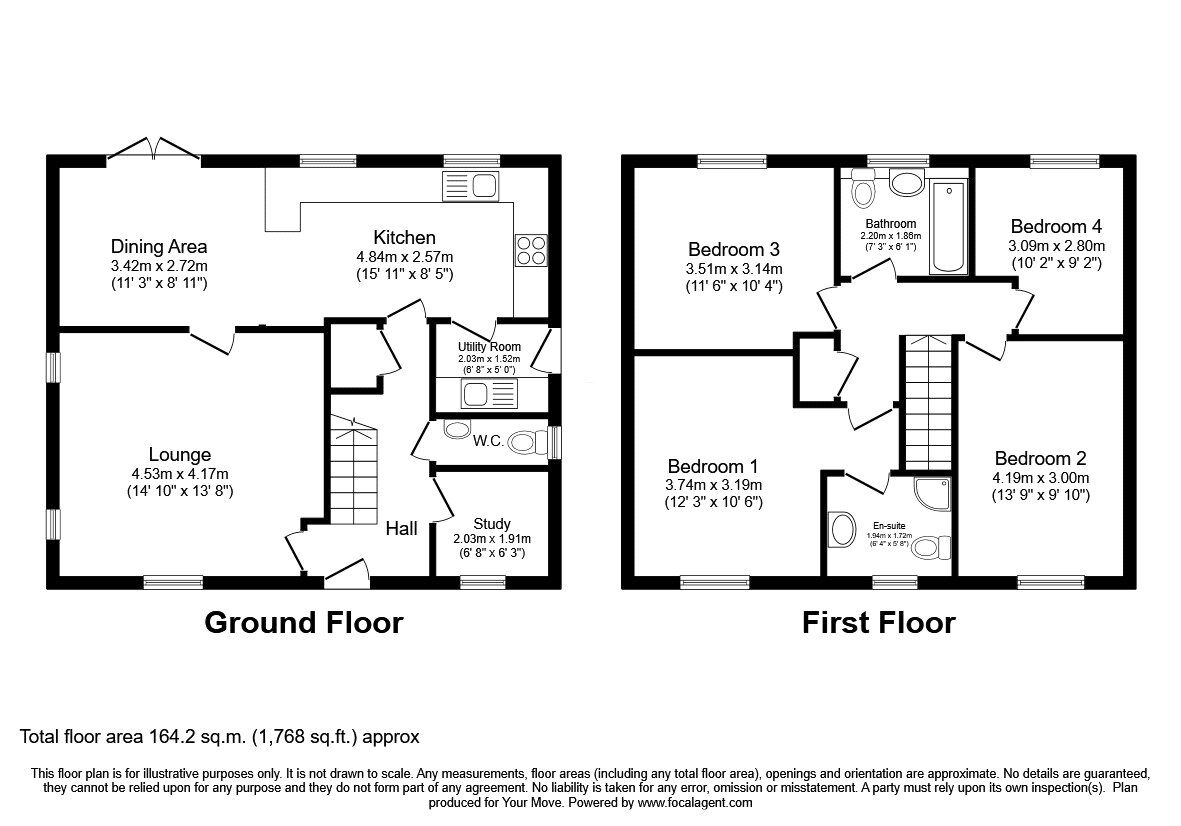 Floorplan of 4 bedroom Detached House for sale, Hornbeam Close, St. Martins, Shropshire, SY11