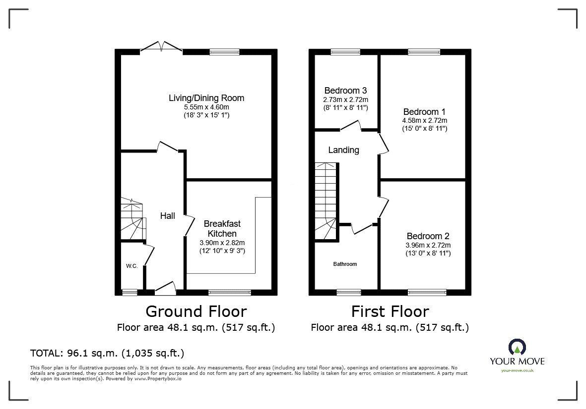 Floorplan of 3 bedroom Mid Terrace House for sale, The Maltings,, Salop Road,, Shropshire,, SY11