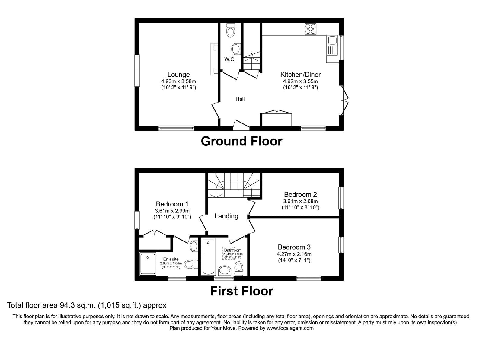 Floorplan of 3 bedroom Semi Detached House for sale, Park Crescent, Park Hall, Shropshire, SY11