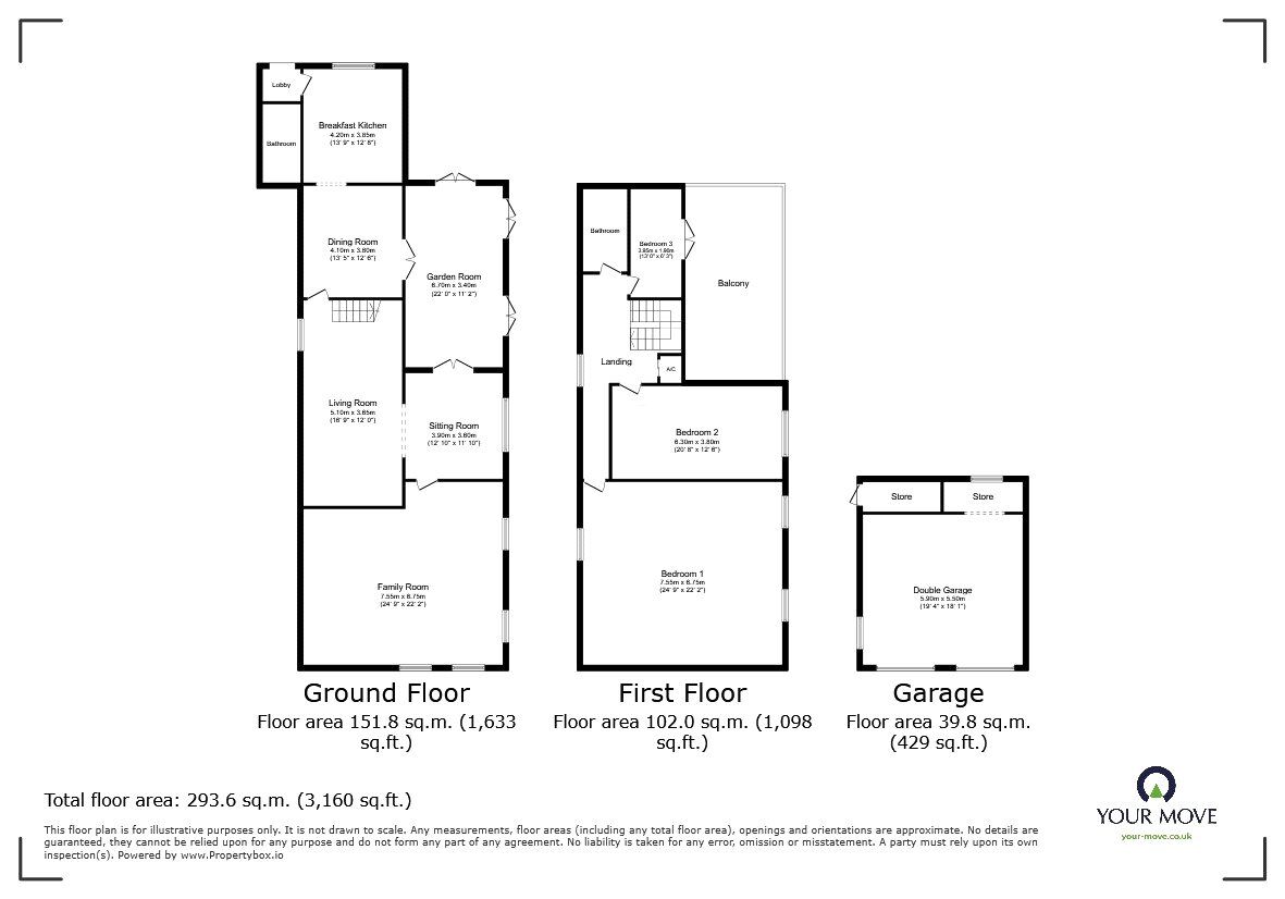 Floorplan of 3 bedroom Detached House for sale, Treflach, Oswestry, Shropshire, SY10