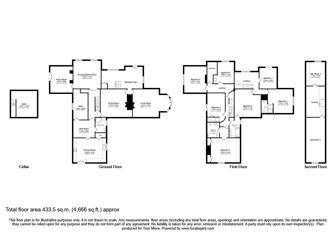 Floorplan of 8 bedroom Detached House for sale, Llanrhaeadr Ym Mochnant, Oswestry, Powys, SY10