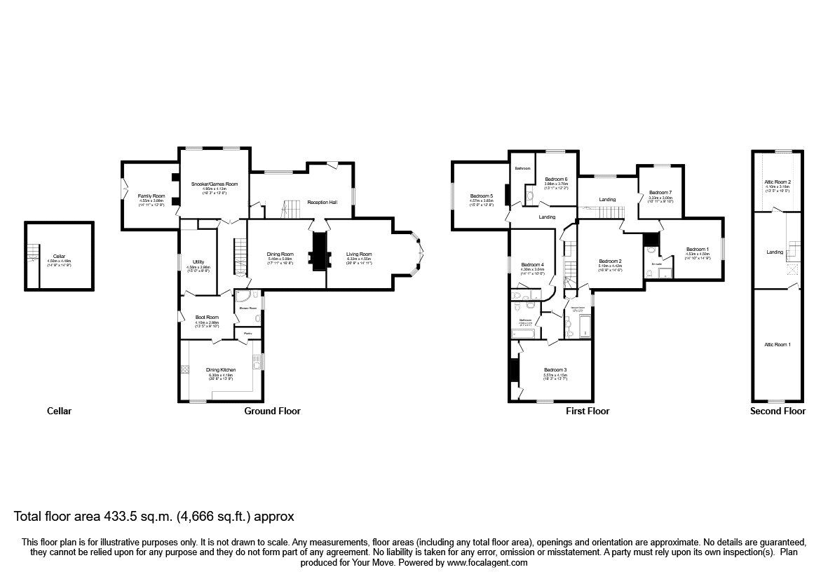 Floorplan of 8 bedroom Detached House for sale, Llanrhaeadr Ym Mochnant, Oswestry, Powys, SY10