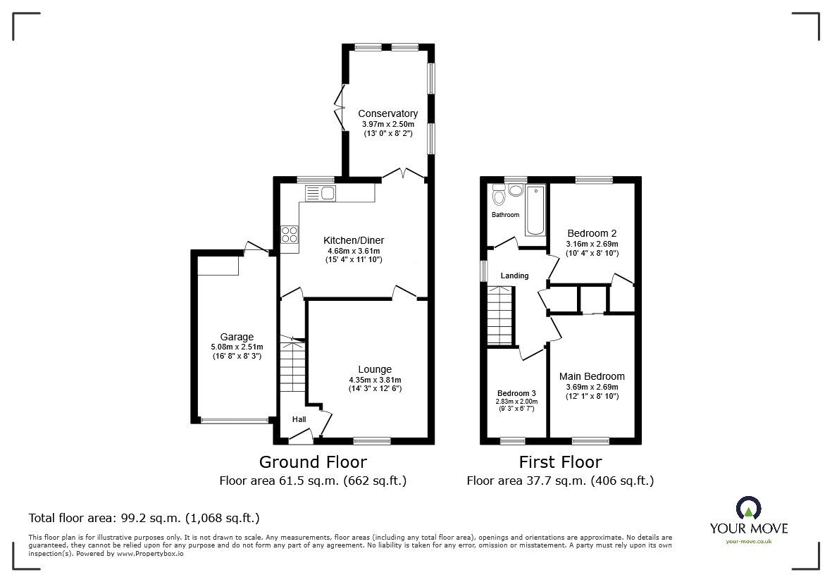 Floorplan of 3 bedroom Semi Detached House for sale, Fitzgwarine Drive, Whittington, Shropshire, SY11