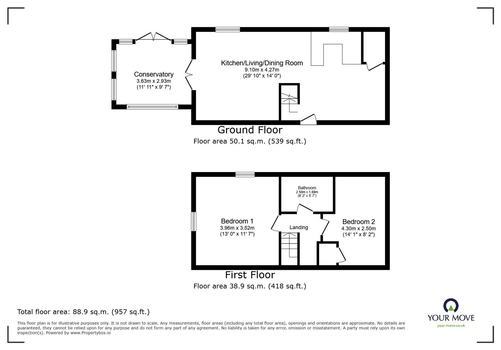Floorplan of 2 bedroom Semi Detached House to rent, Selattyn, Oswestry, Shropshire, SY10