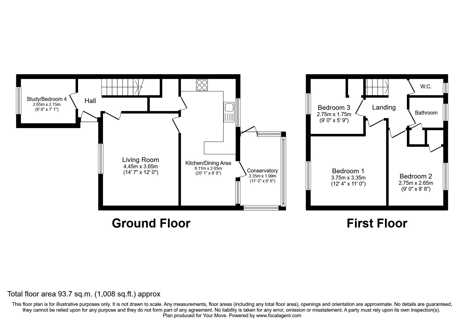 Floorplan of 3 bedroom Mid Terrace House for sale, Malory Road, Oswestry, Shropshire, SY11