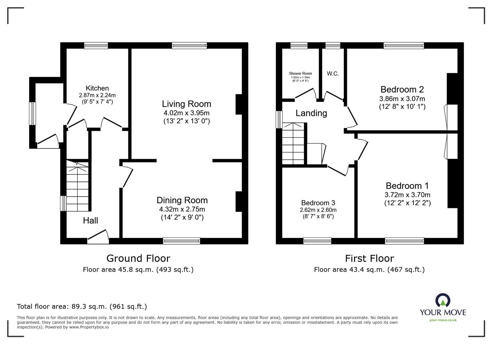 Floorplan of 3 bedroom Semi Detached House for sale, Maes Y Parc, Chirk, Wrexham, LL14
