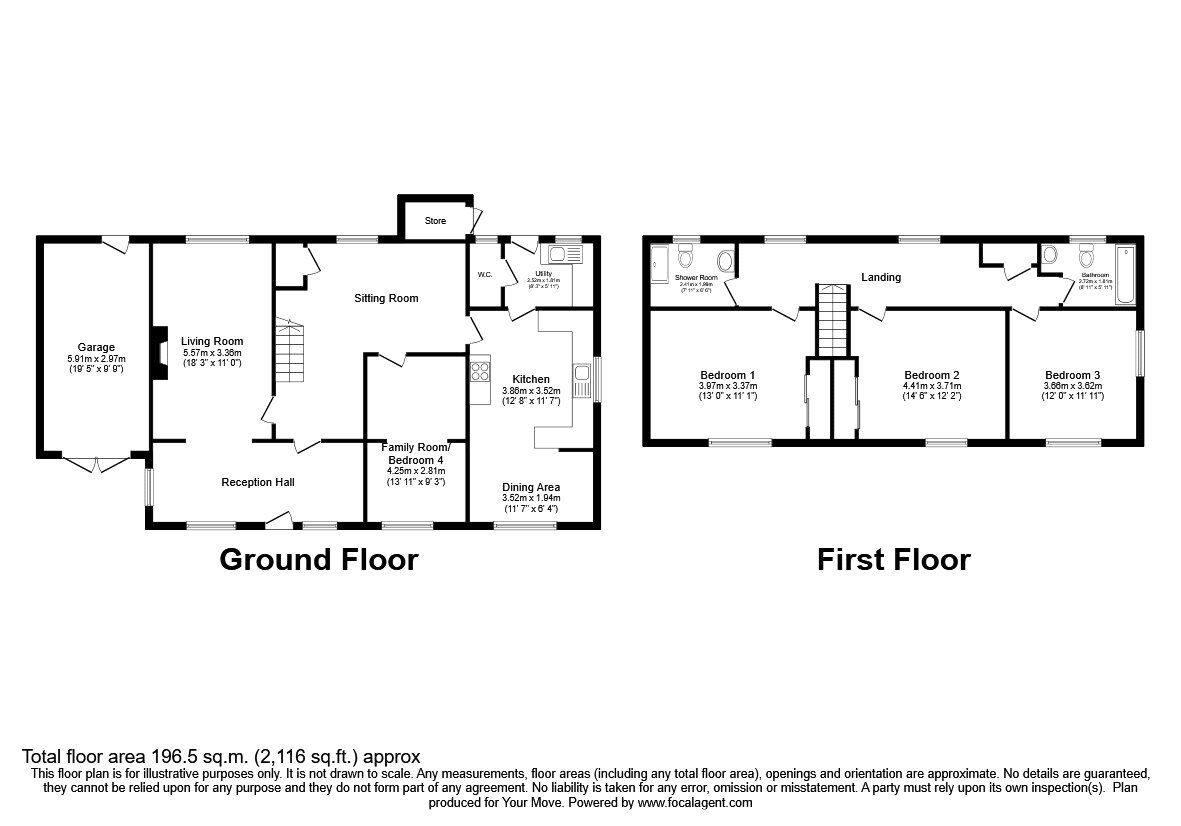 Floorplan of 4 bedroom Detached House for sale, Maesbury, Oswestry, Shropshire, SY10
