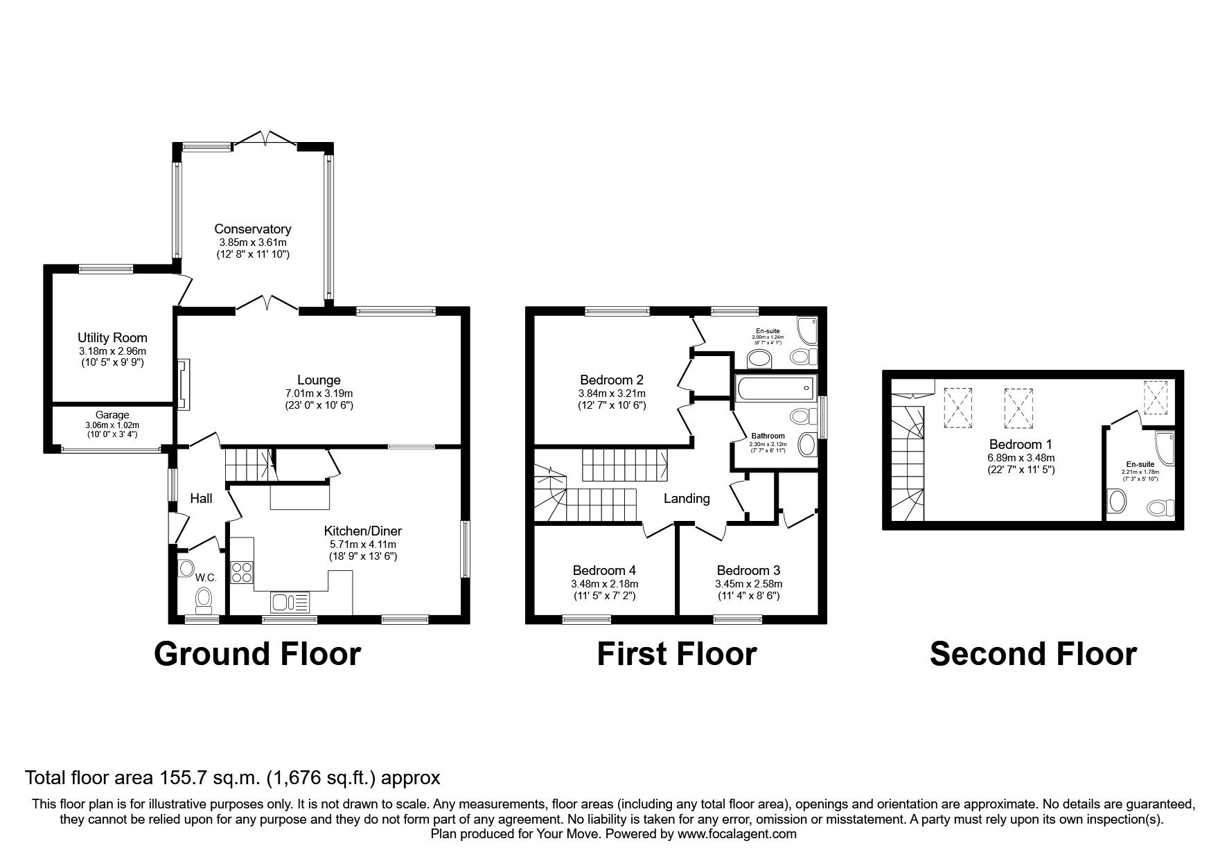 Floorplan of 4 bedroom Detached House for sale, Abbey Close, Pool Quay, Powys, SY21