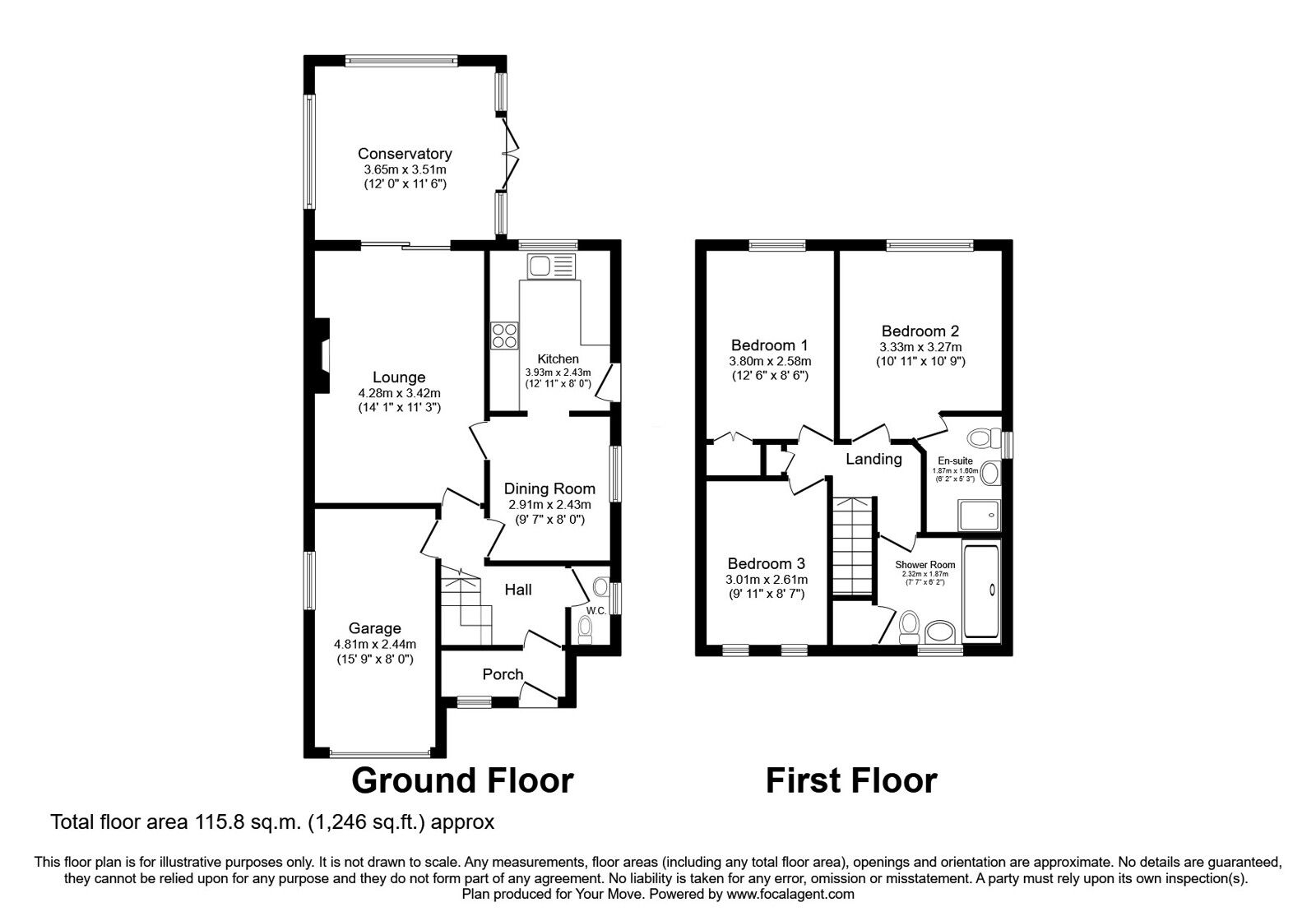 Floorplan of 3 bedroom Detached House for sale, Grosvenor Road, Oswestry, Shropshire, SY11