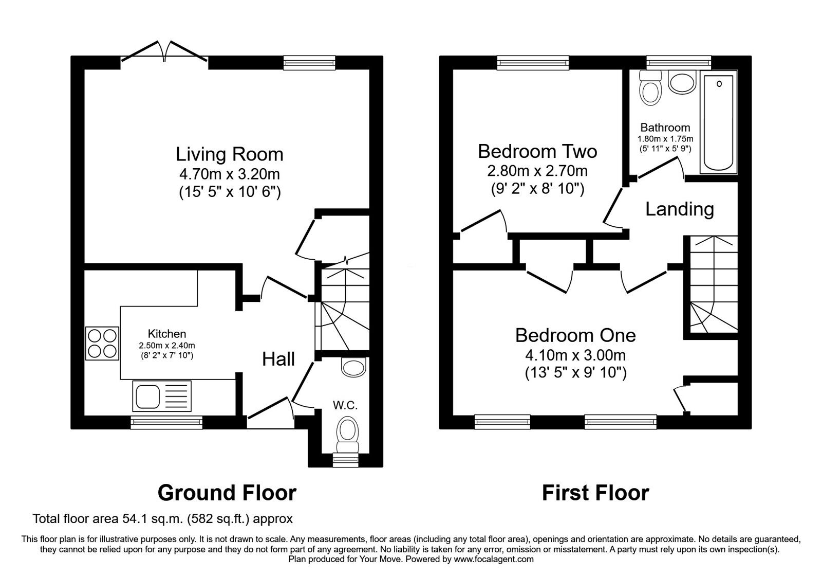 Floorplan of 2 bedroom Mid Terrace House for sale, Henley Drive, Oswestry, Shropshire, SY11