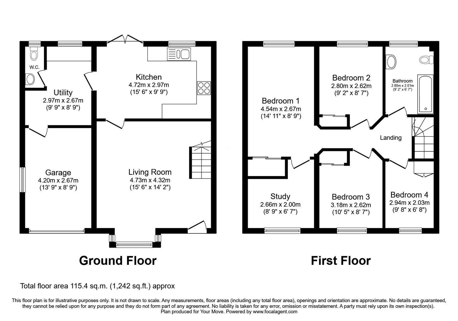 Floorplan of 4 bedroom Semi Detached House for sale, Cae Haidd, Llanymynech, Powys, SY22