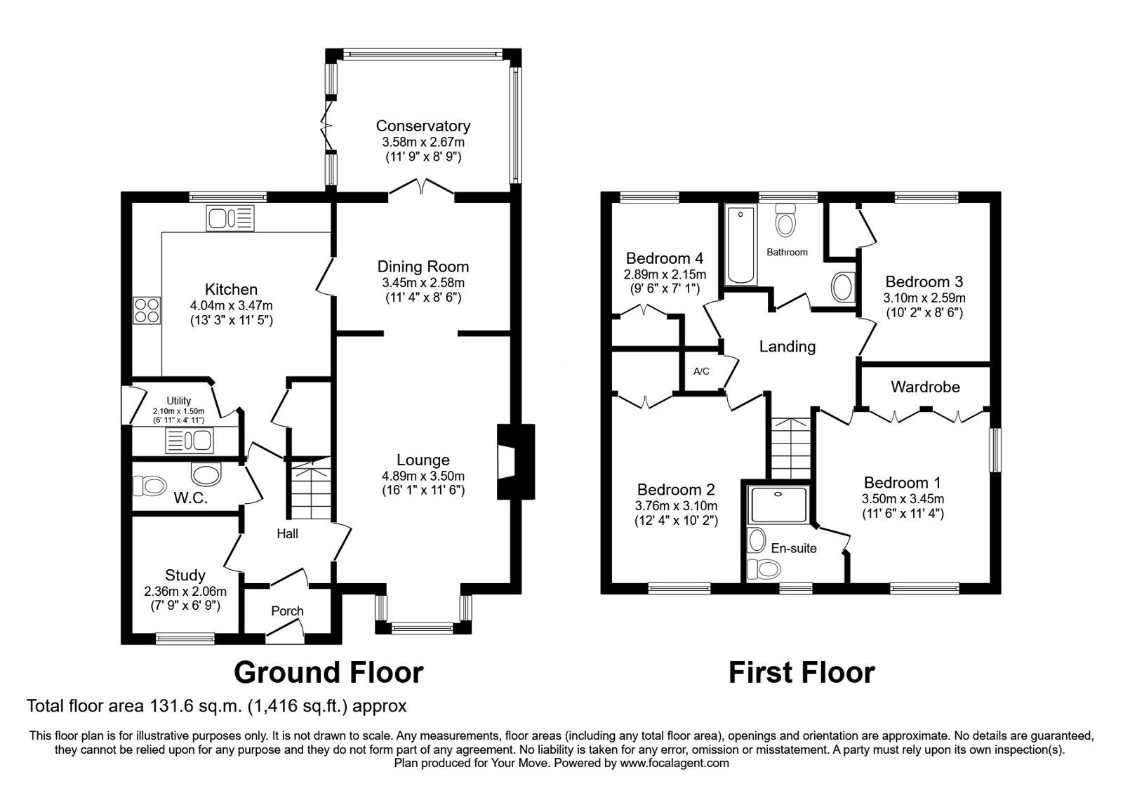 Floorplan of 4 bedroom Detached House for sale, Onnen Gardens, Trefonen, Shropshire, SY10