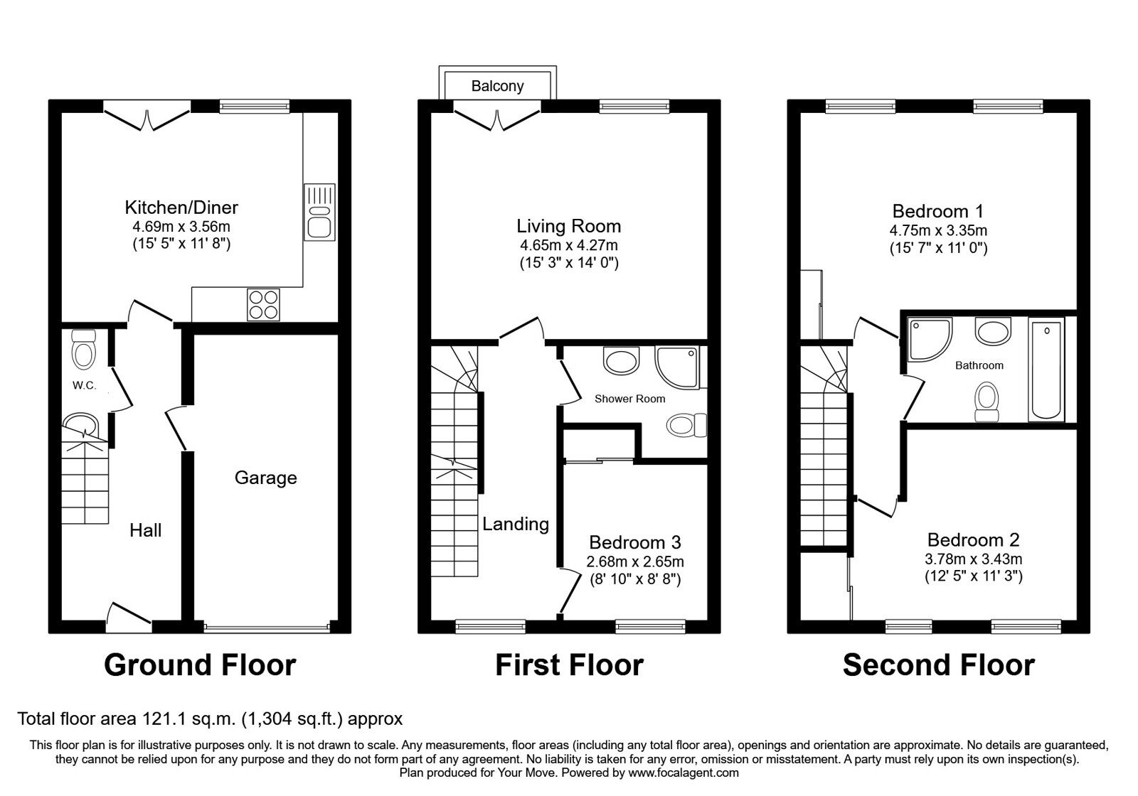 Floorplan of 3 bedroom Mid Terrace House for sale, Thomas Penson Road, Gobowen, Shropshire, SY11