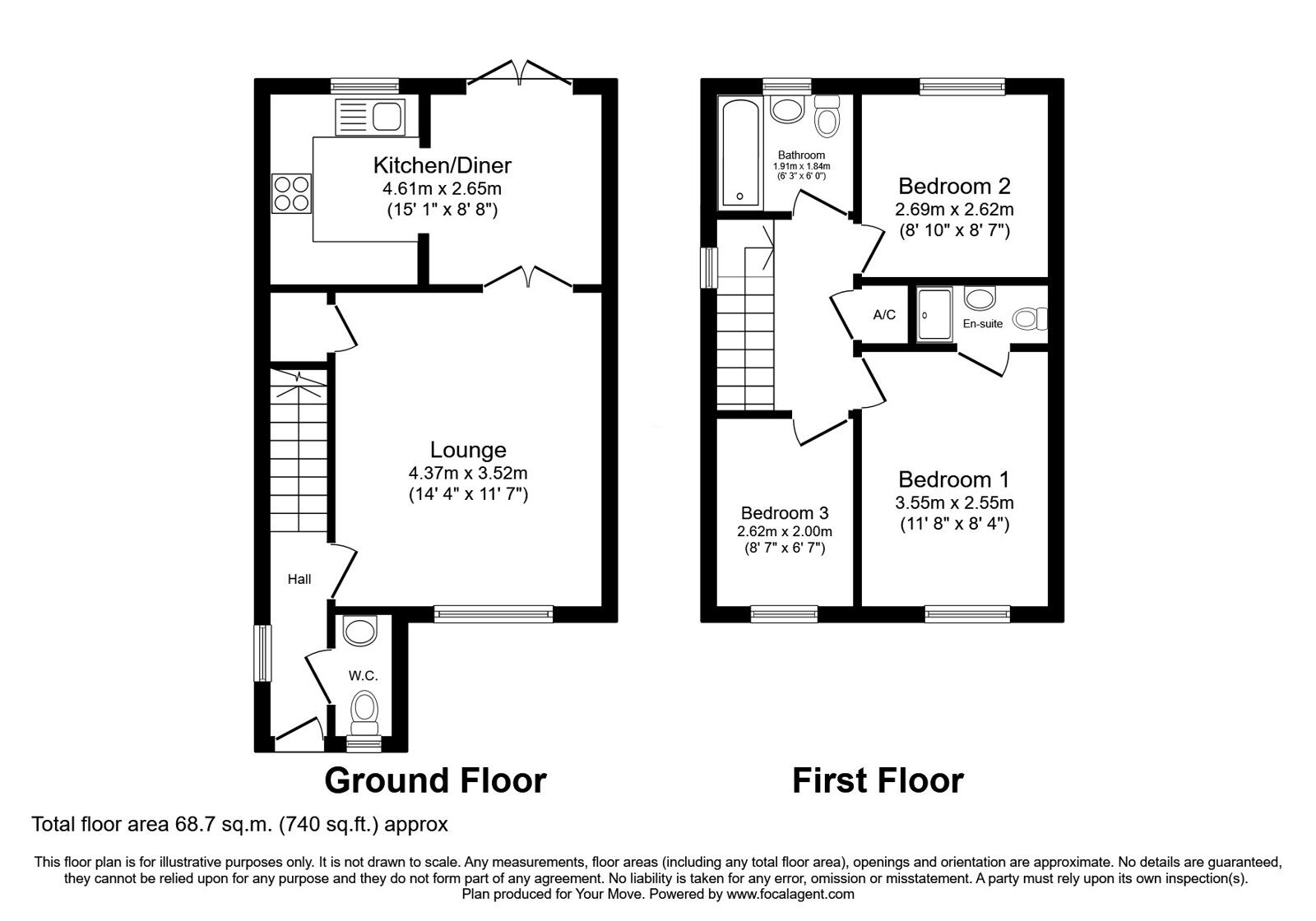 Floorplan of 3 bedroom End Terrace House for sale, Heritage Way, Llanymynech, Shropshire, SY22