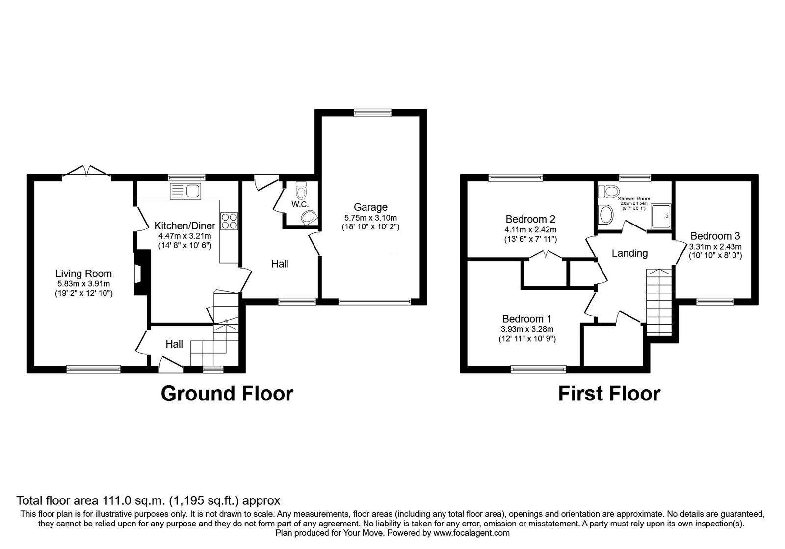 Floorplan of 3 bedroom Semi Detached House for sale, Inglis Road, Park Hall, Shropshire, SY11