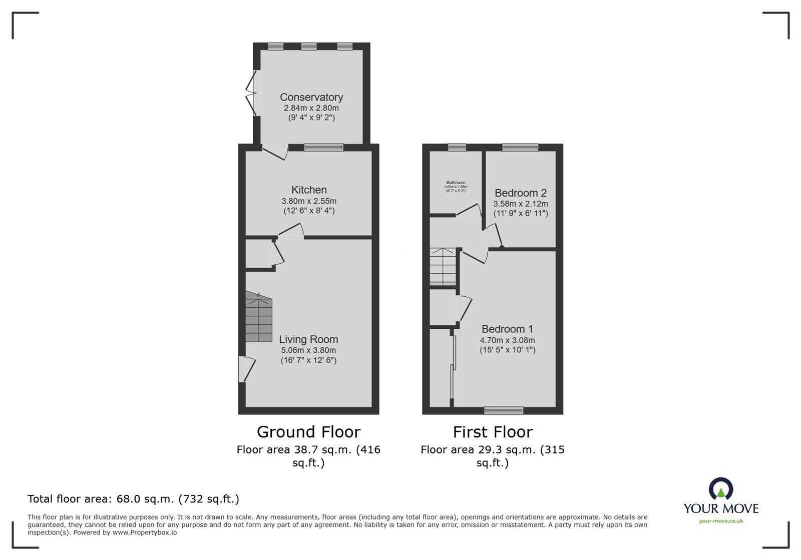 Floorplan of 2 bedroom End Terrace House for sale, Ashlands Road, Weston Rhyn, Shropshire, SY10