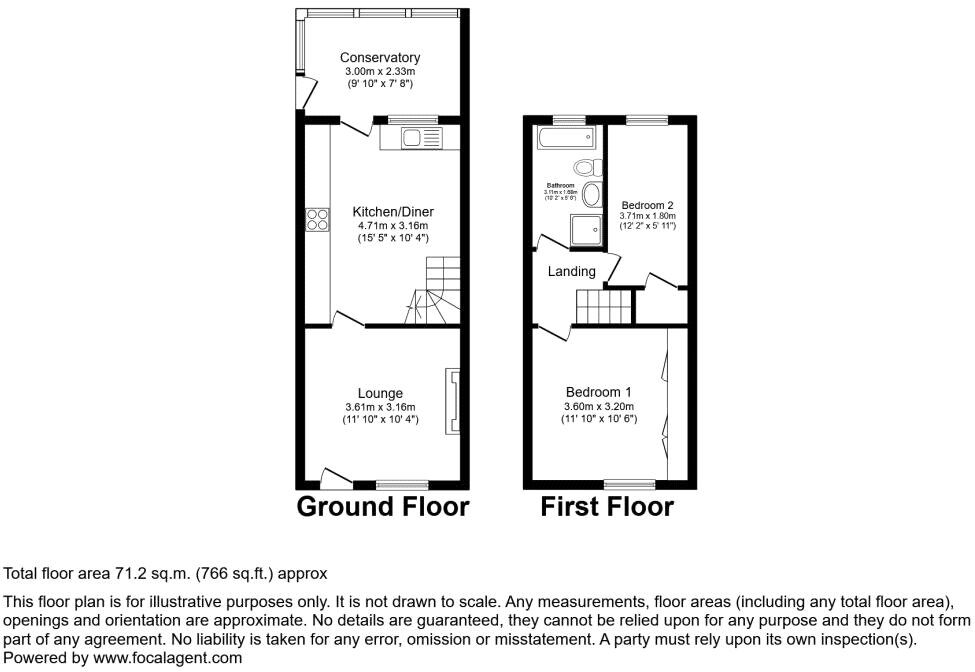 Floorplan of 2 bedroom End Terrace House for sale, Eden Street, Oswestry, Shropshire, SY11
