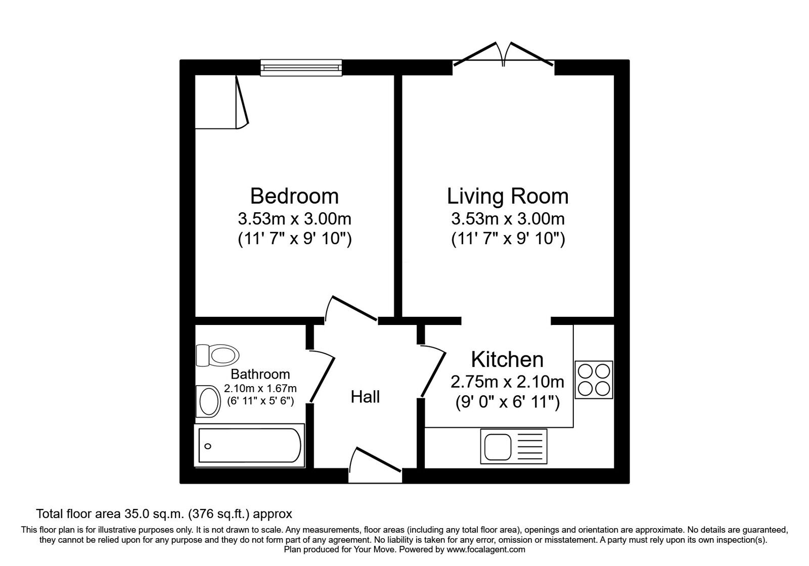 Floorplan of 1 bedroom  Flat for sale, Henry Robertson Drive, Gobowen, Shropshire, SY11