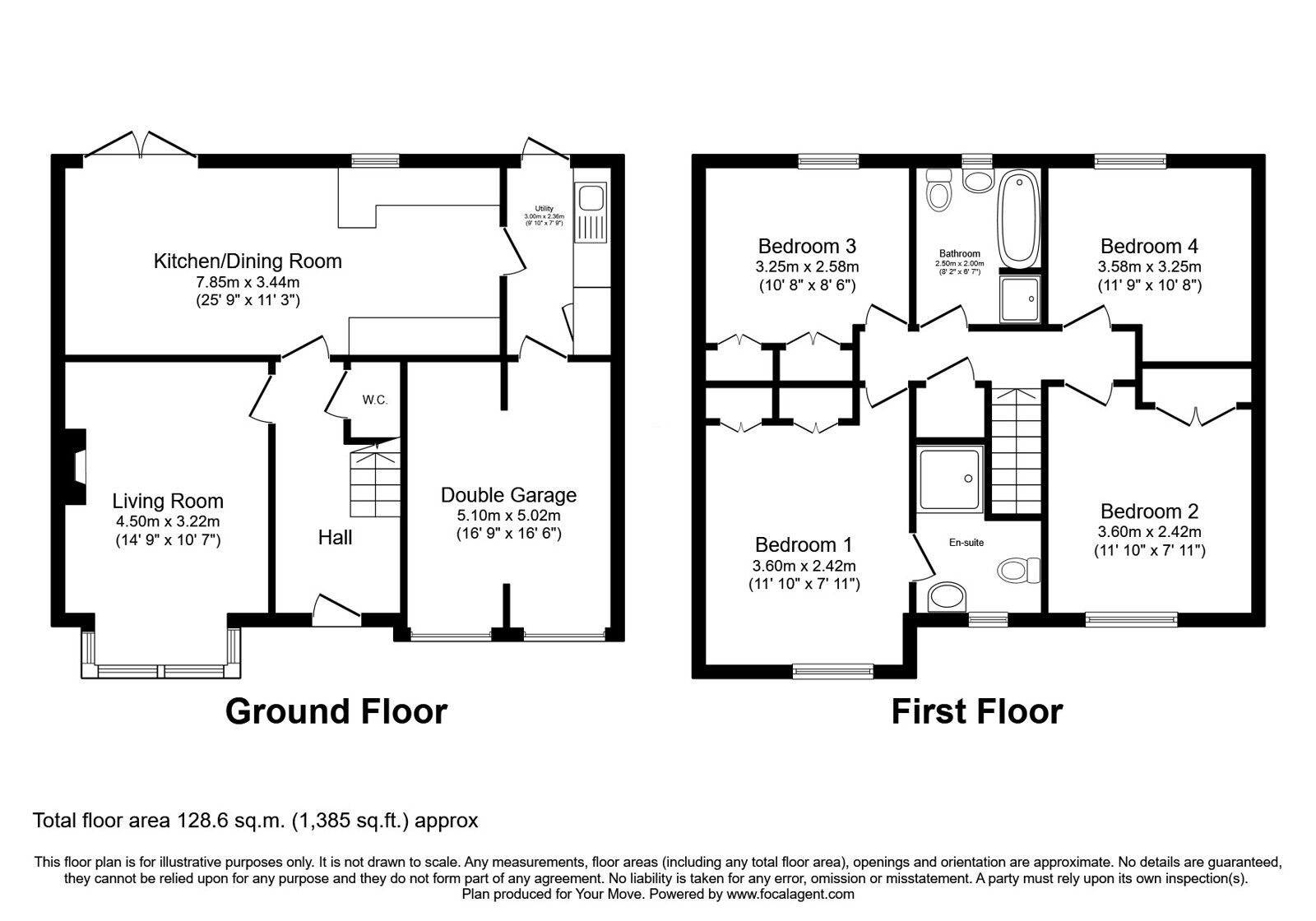 Floorplan of 4 bedroom Detached House for sale, Parc Llwyfen, Llanymynech, Powys, SY22
