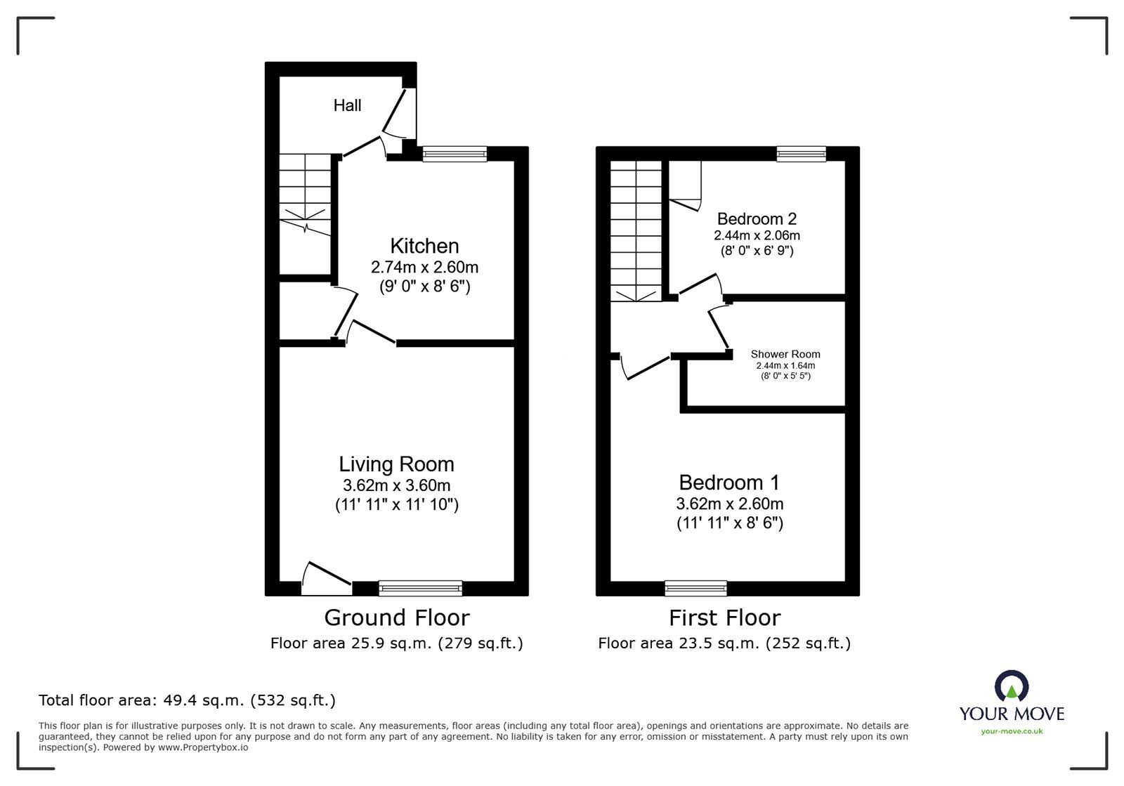 Floorplan of 2 bedroom End Terrace House for sale, Orchard Street, Oswestry, Shropshire, SY11