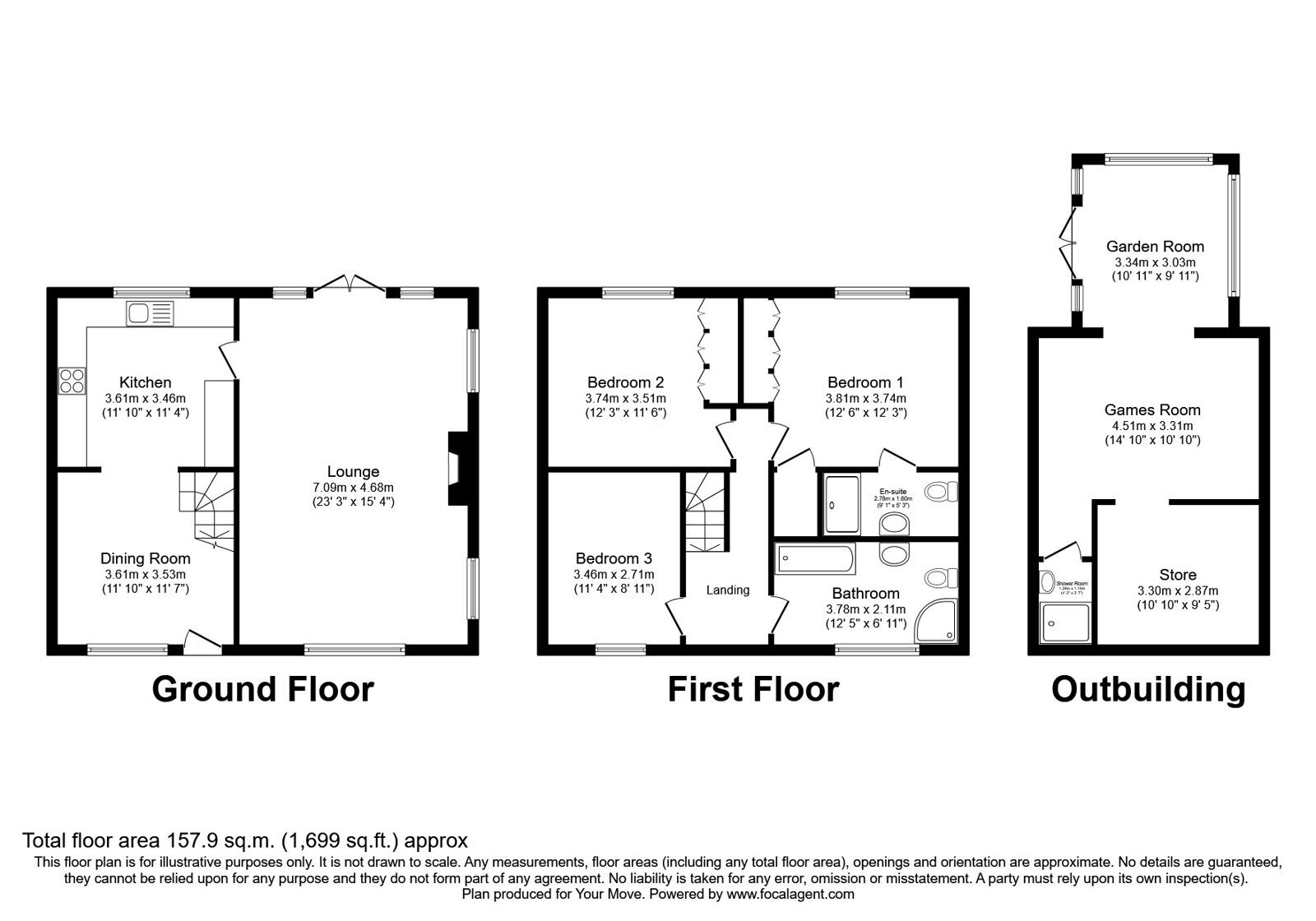 Floorplan of 3 bedroom End Terrace House for sale, Brookside, Morda, Shropshire, SY10