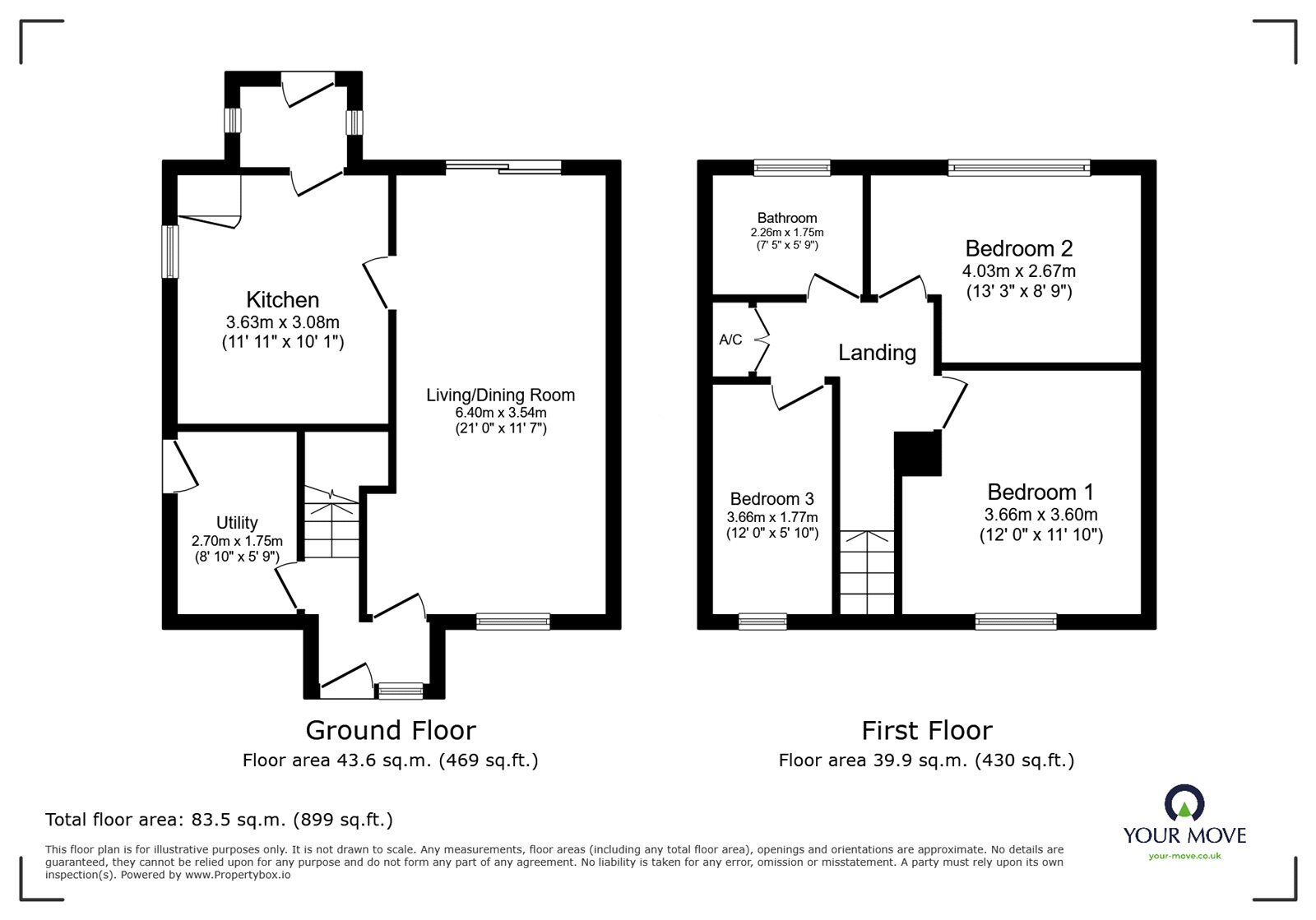 Floorplan of 3 bedroom Semi Detached House for sale, Laburnum Drive, Oswestry, Shropshire, SY11