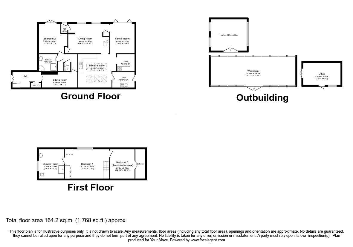 Floorplan of 3 bedroom Detached Property for sale, Llanfechain, Powys, SY22
