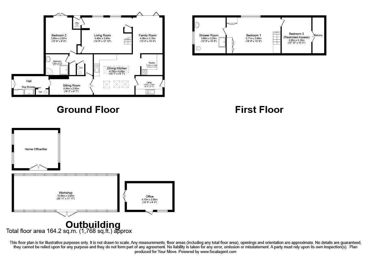 Floorplan of 3 bedroom Detached Property for sale, Llanfechain, Powys, SY22