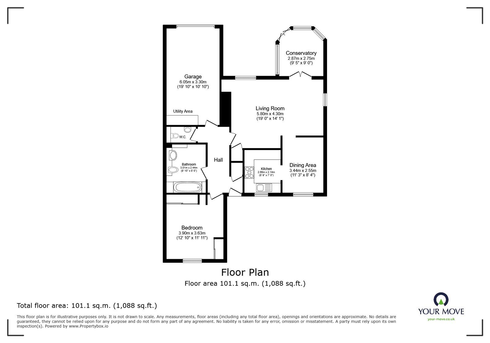 Floorplan of 2 bedroom Semi Detached Bungalow for sale, Meadowbrook Court, Twmpath Lane, Oswestry, SY10