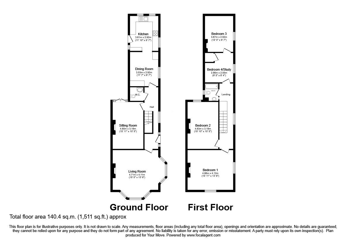 Floorplan of 4 bedroom Semi Detached House for sale, Oakhurst Road, Oswestry, Shropshire, SY11