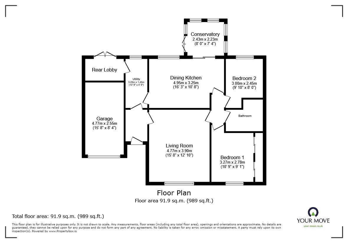 Floorplan of 2 bedroom Semi Detached Bungalow for sale, Perry Road, Rhewl, Oswestry, SY10
