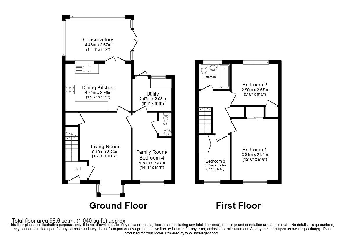 Floorplan of 4 bedroom Semi Detached House for sale, Birchwood Drive, Whittington, Oswestry, SY11