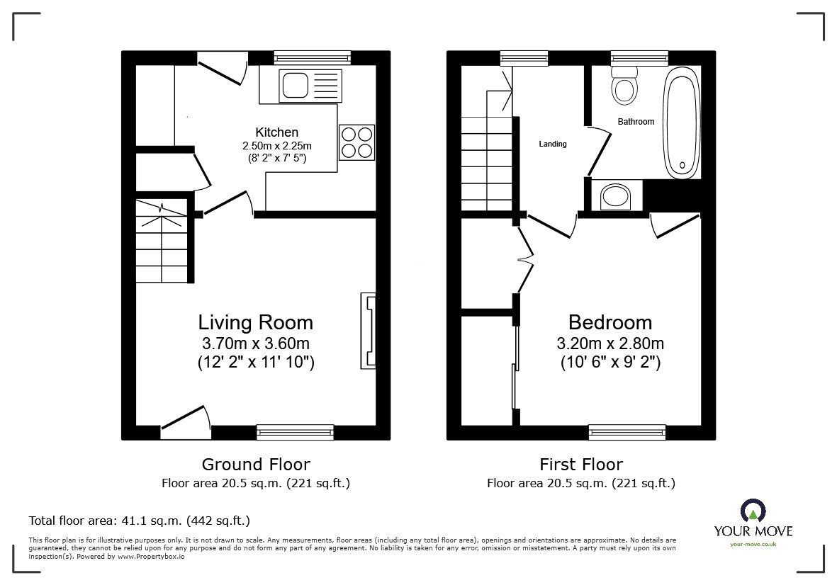 Floorplan of 1 bedroom Semi Detached House for sale, Crampton Court, Oswestry, Shropshire, SY11