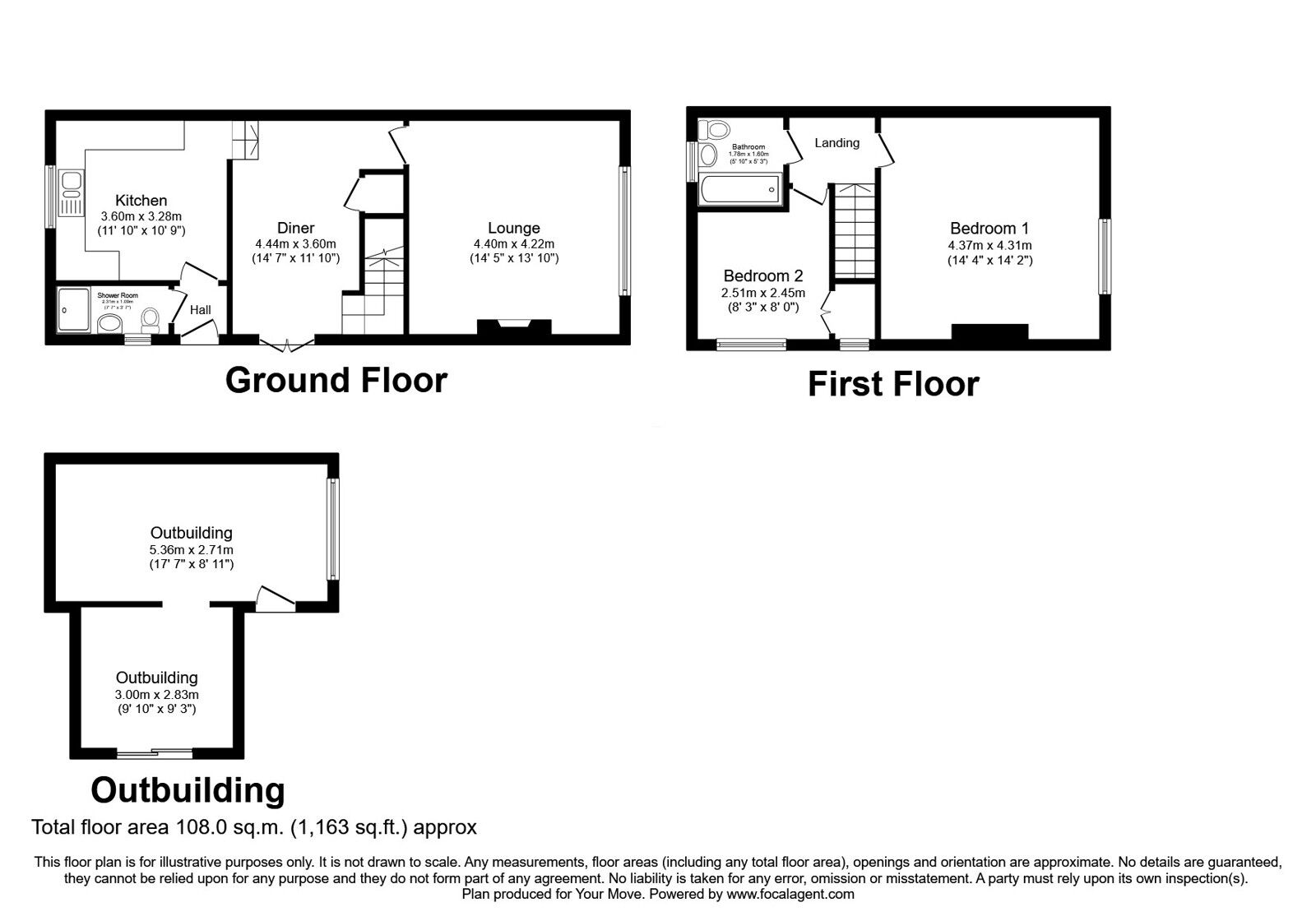 Floorplan of 2 bedroom Semi Detached House for sale, Llanymynech, Shropshire, SY22