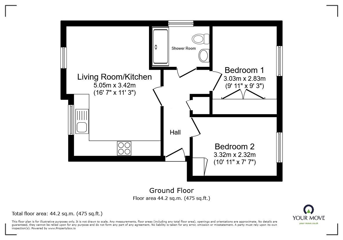 Floorplan of 2 bedroom  Flat for sale, Gittin Street, Oswestry, Shropshire, SY11