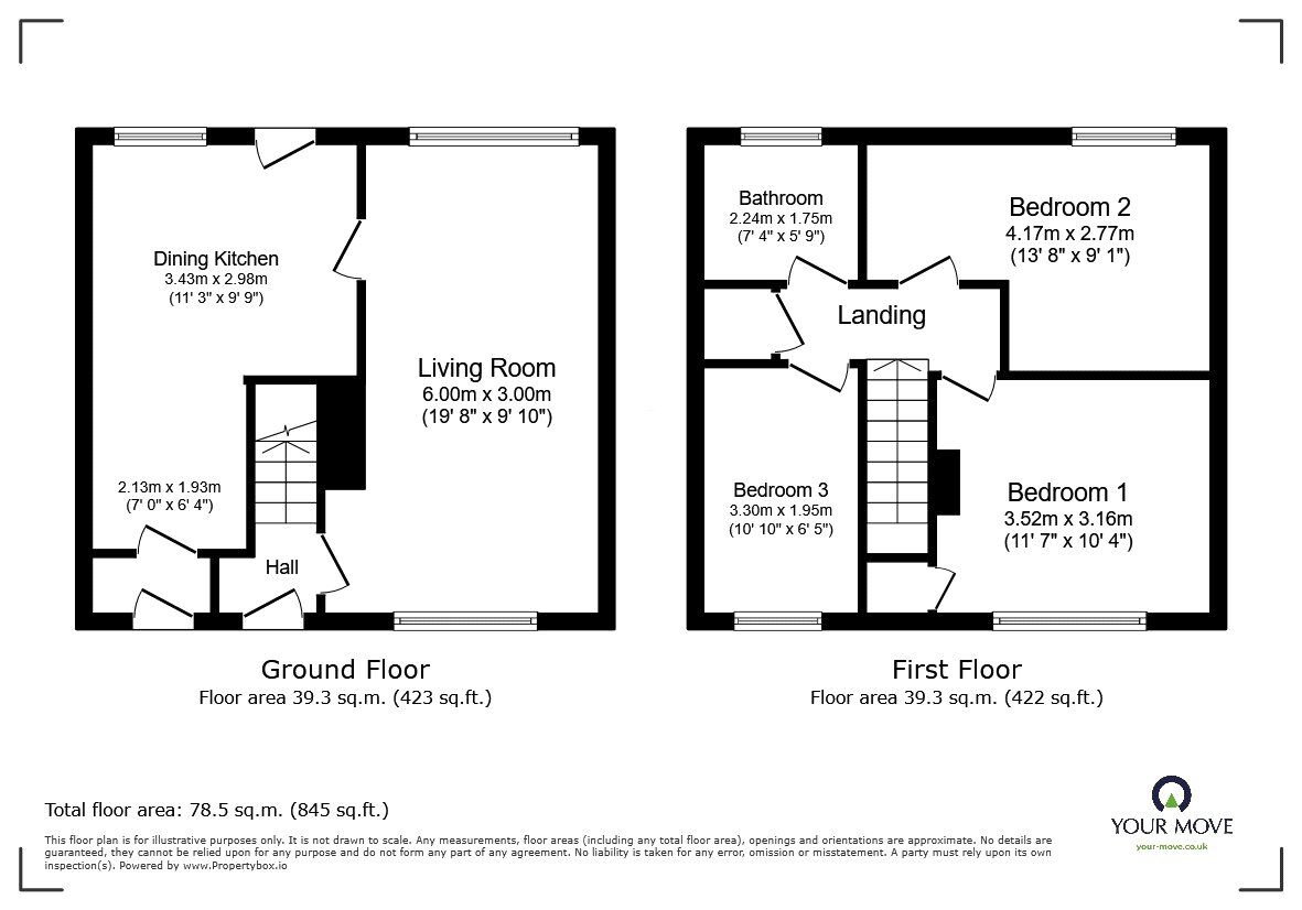 Floorplan of 3 bedroom Mid Terrace House for sale, Oak Drive, St. Martins, Shropshire, SY11