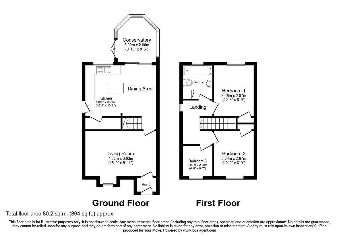 Floorplan of 3 bedroom Semi Detached House for sale, Willow Close, Four Crosses, Powys, SY22