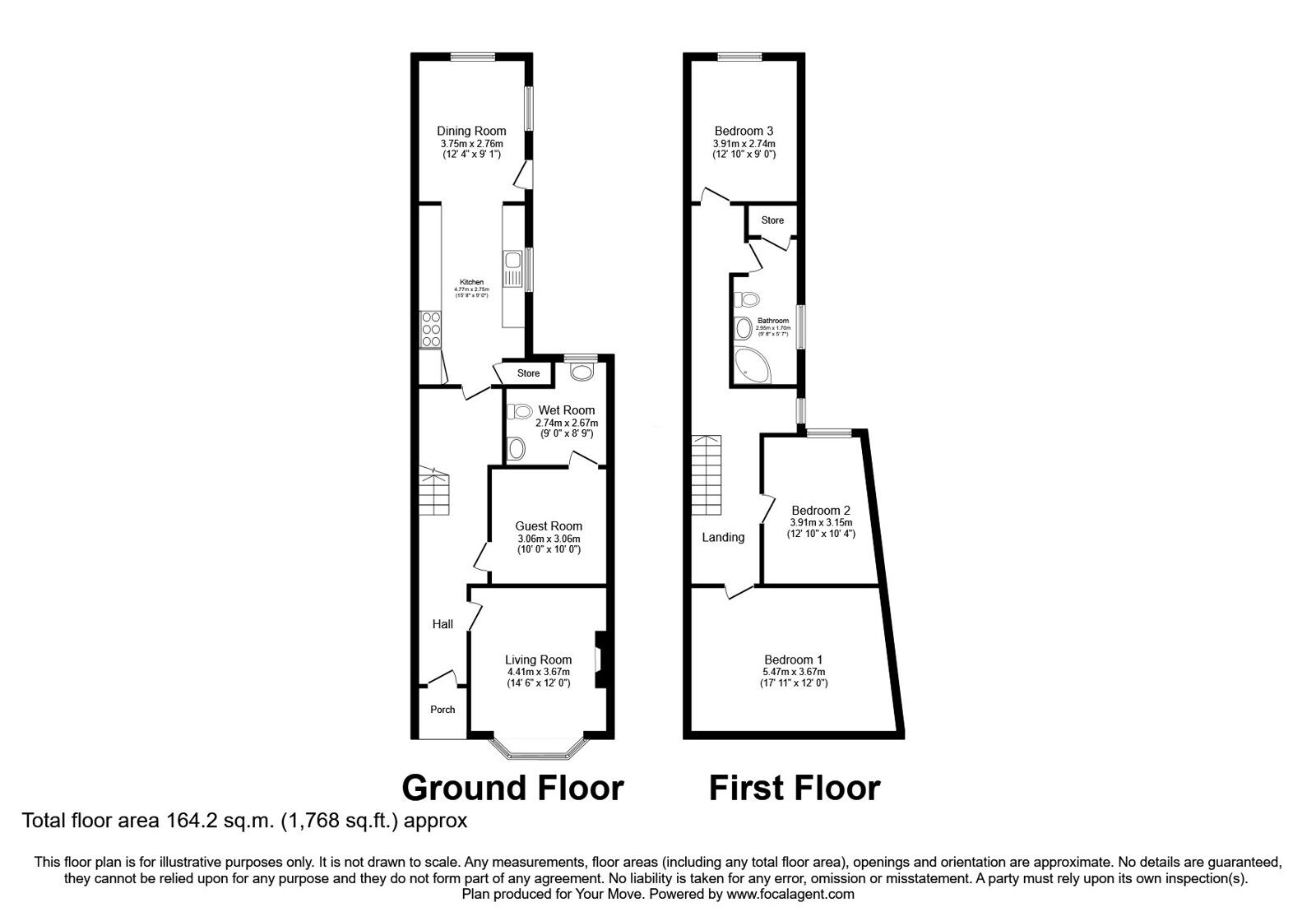 Floorplan of 3 bedroom End Terrace House for sale, Ferrers Road, Oswestry, Shropshire, SY11