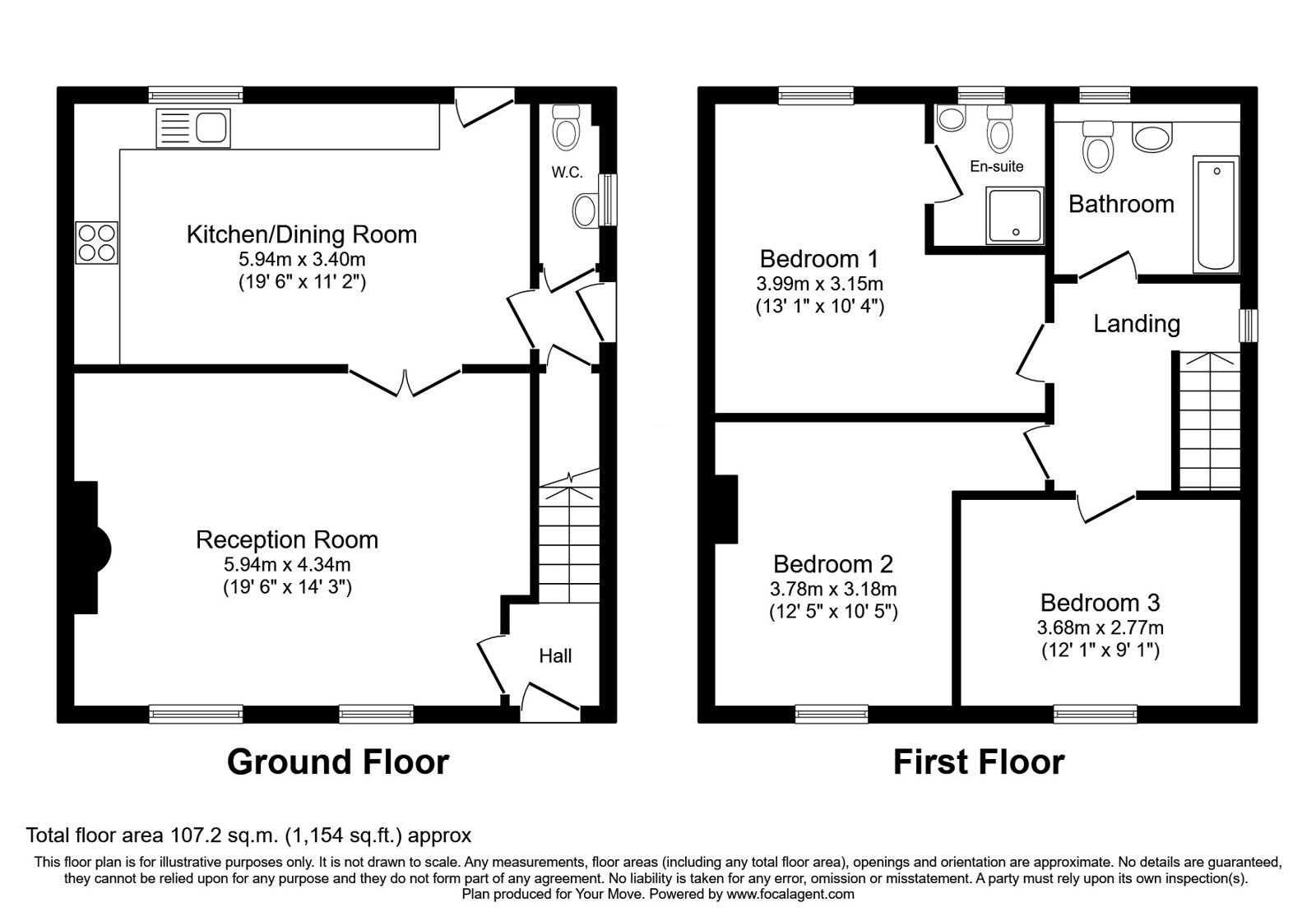 Floorplan of 3 bedroom Detached House for sale, Willow Street, Oswestry, Shropshire, SY11