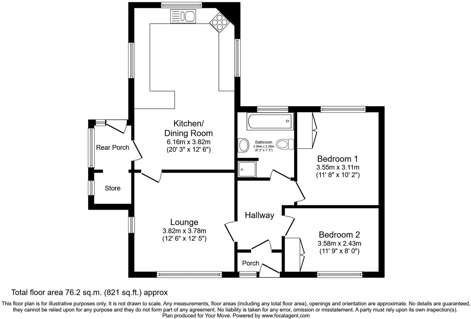 Floorplan of 2 bedroom Detached Bungalow to rent, Kimberley Lane, St. Martins, Shropshire, SY11