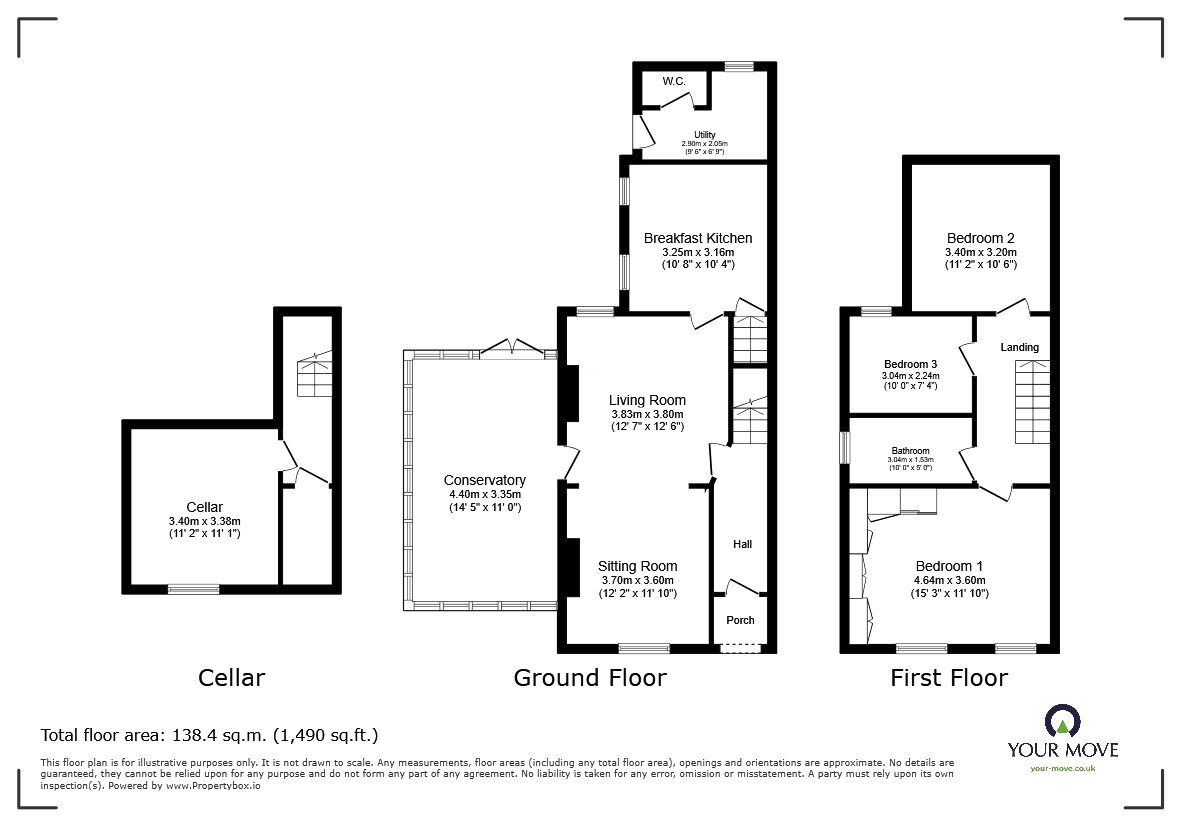 Floorplan of 3 bedroom Semi Detached House for sale, Oaklands Road, Chirk Bank, Shropshire, LL14