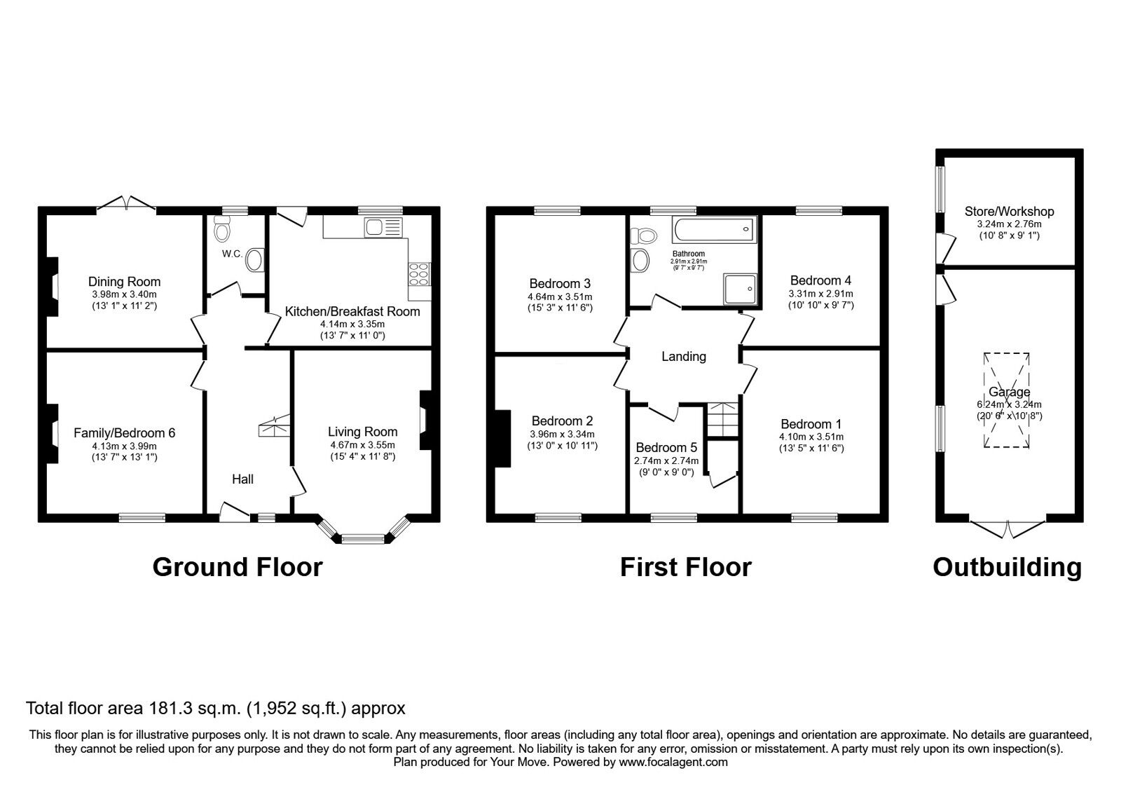 Floorplan of 5 bedroom Detached House for sale, Oaklands Road, Chirk Bank, Shropshire, LL14