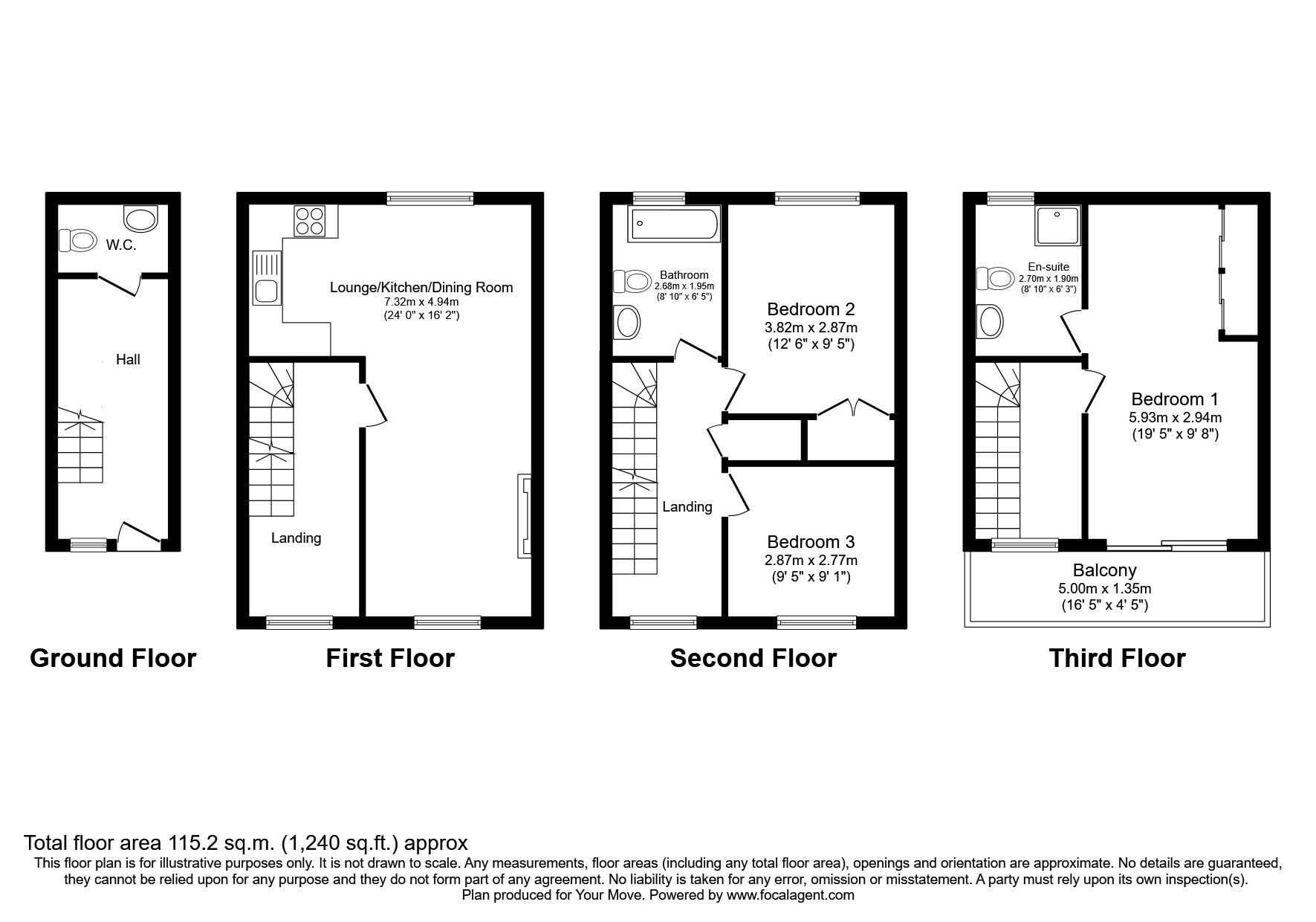 Floorplan of 3 bedroom Mid Terrace House for sale, Gobowen Road, Oswestry, Shropshire, SY11