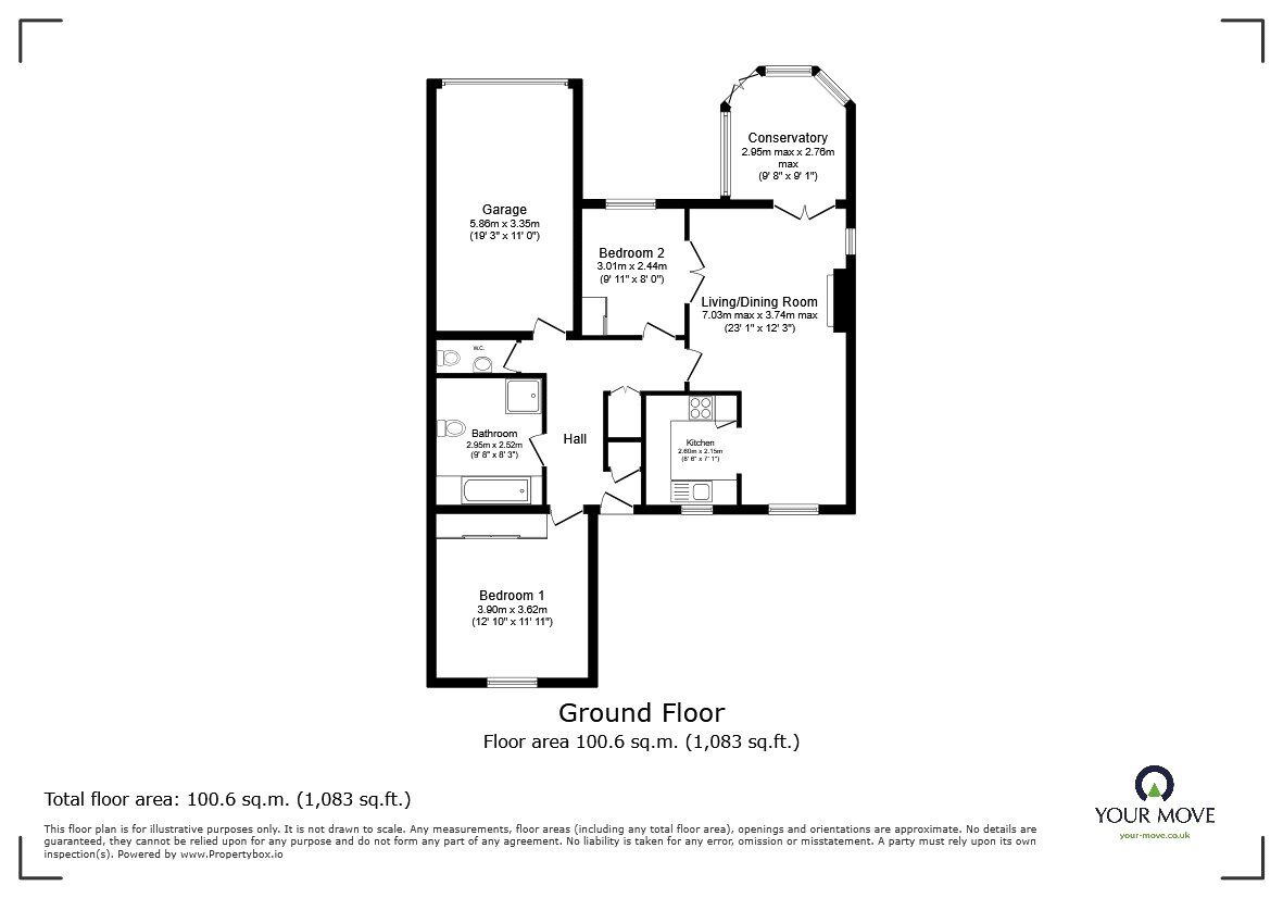Floorplan of 2 bedroom Semi Detached Bungalow for sale, Meadowbrook Court, Twmpath Lane, Oswestry, SY10
