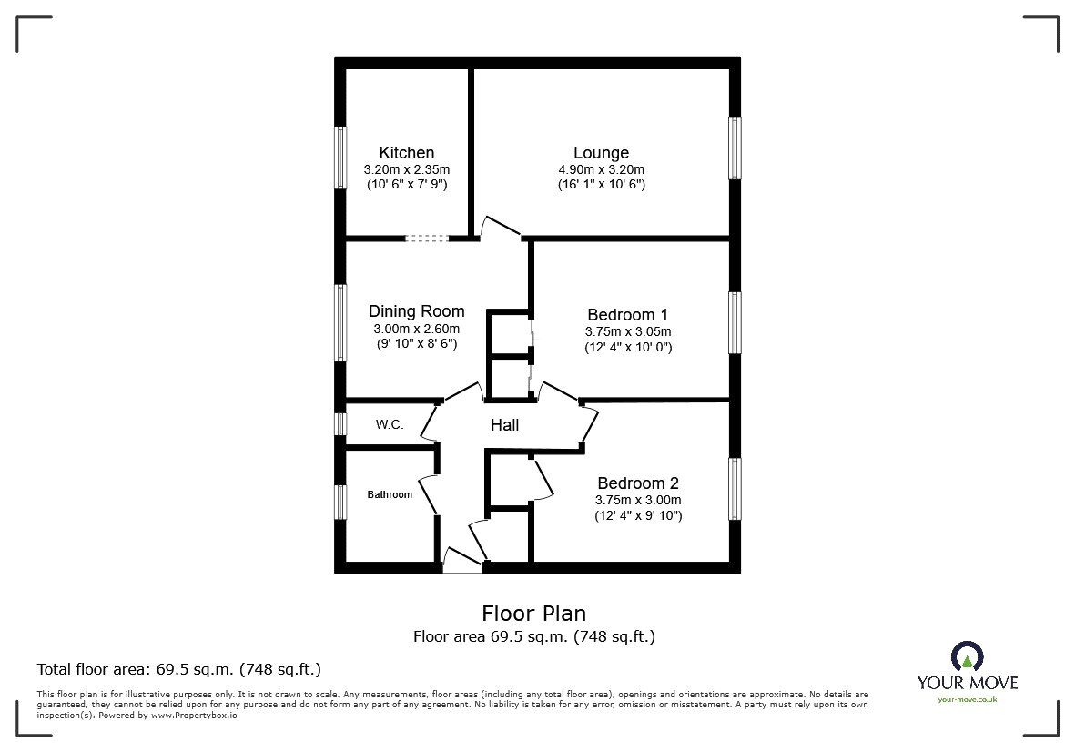 Floorplan of 2 bedroom  Flat to rent, Unicorn Road, Oswestry, Shropshire, SY11