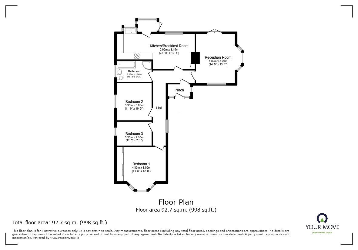 Floorplan of 3 bedroom Detached Bungalow for sale, Oak Drive, Oswestry, Shropshire, SY11
