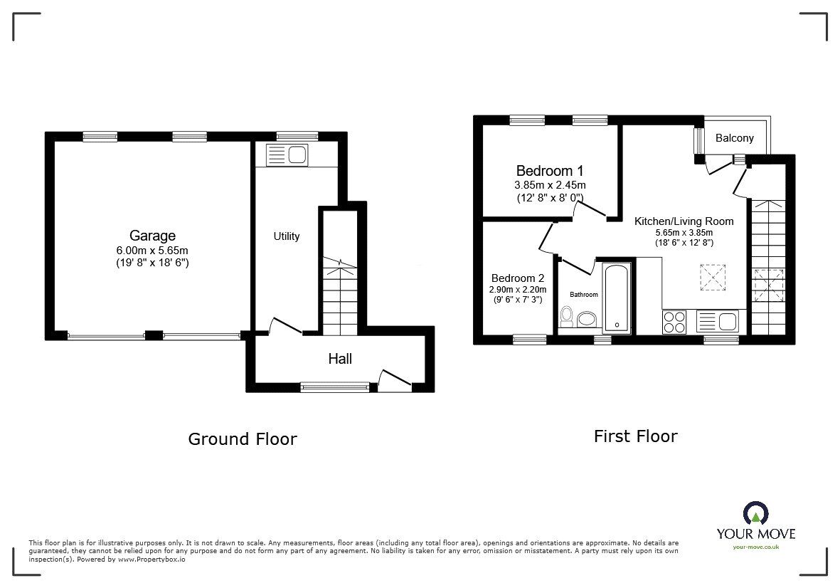 Floorplan of 2 bedroom End Terrace Flat for sale, Salop Road, Oswestry, Shropshire, SY11