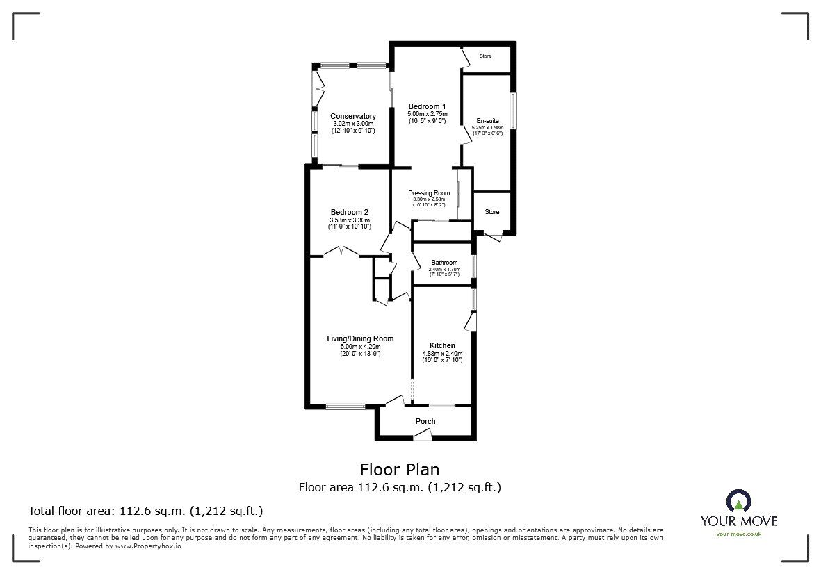 Floorplan of 2 bedroom Detached Bungalow for sale, Sandringham Avenue, Oswestry, Shropshire, SY11