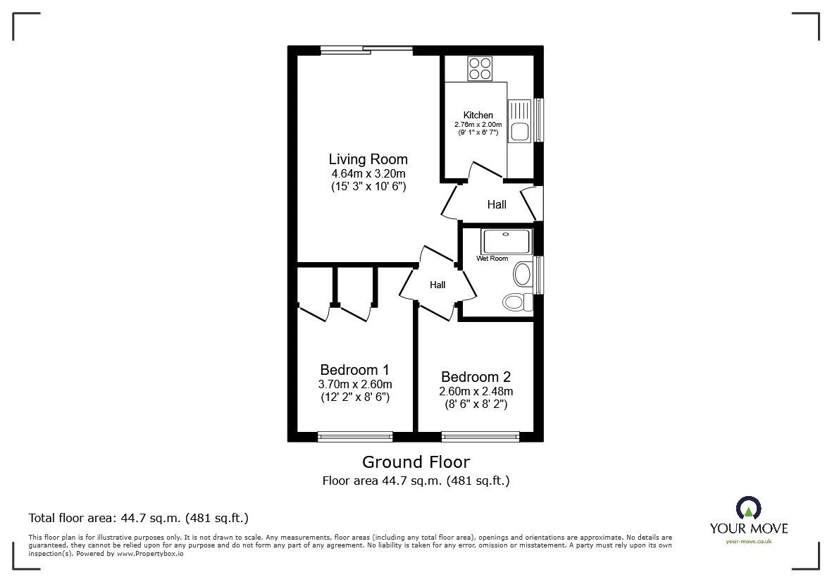 Floorplan of 2 bedroom Semi Detached Bungalow for sale, Maplehurst Drive, Oswestry, Shropshire, SY11